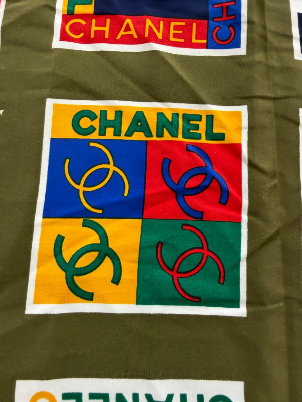 Chanel Interlocking CC Logo Patchwork Printed Multicolor Silk Scarf - Picture 6 of 8